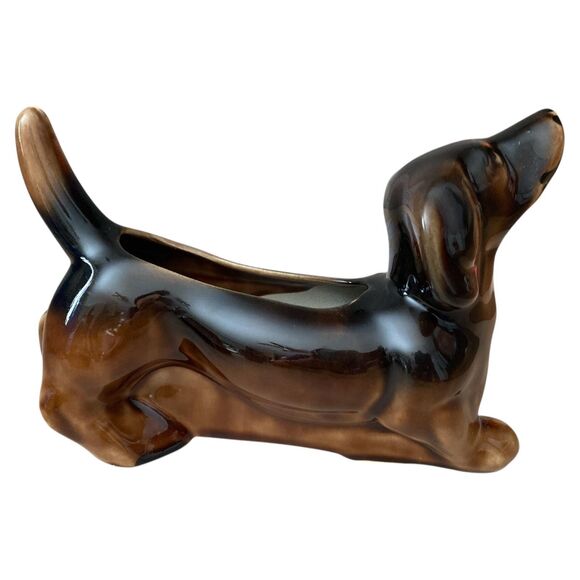 Whimsical Dachshund Planter & Trinket Dish Retro Dog Décor Dog Lover Gift - Picture 5 of 9